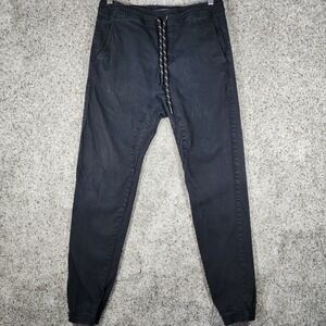Charles and Half Jogger Pants Mens Small Black Drawstring Stretch Excellent